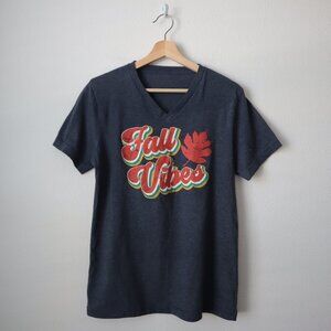 Fall Vibes V-Neck Tee | M